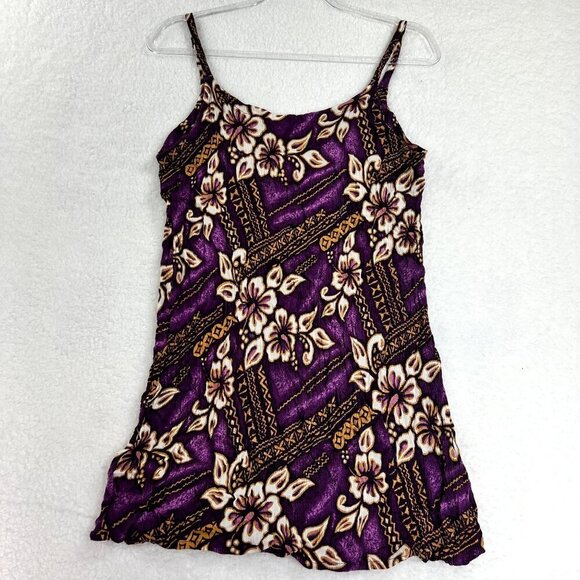 Island X Hawaii Womens S Gauze Cami Purple Hibiscus Tropical Luau Top Vacation - Picture 1 of 9